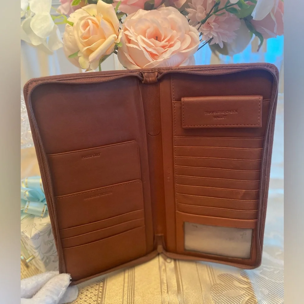 Brown leather travel wallet /documents case